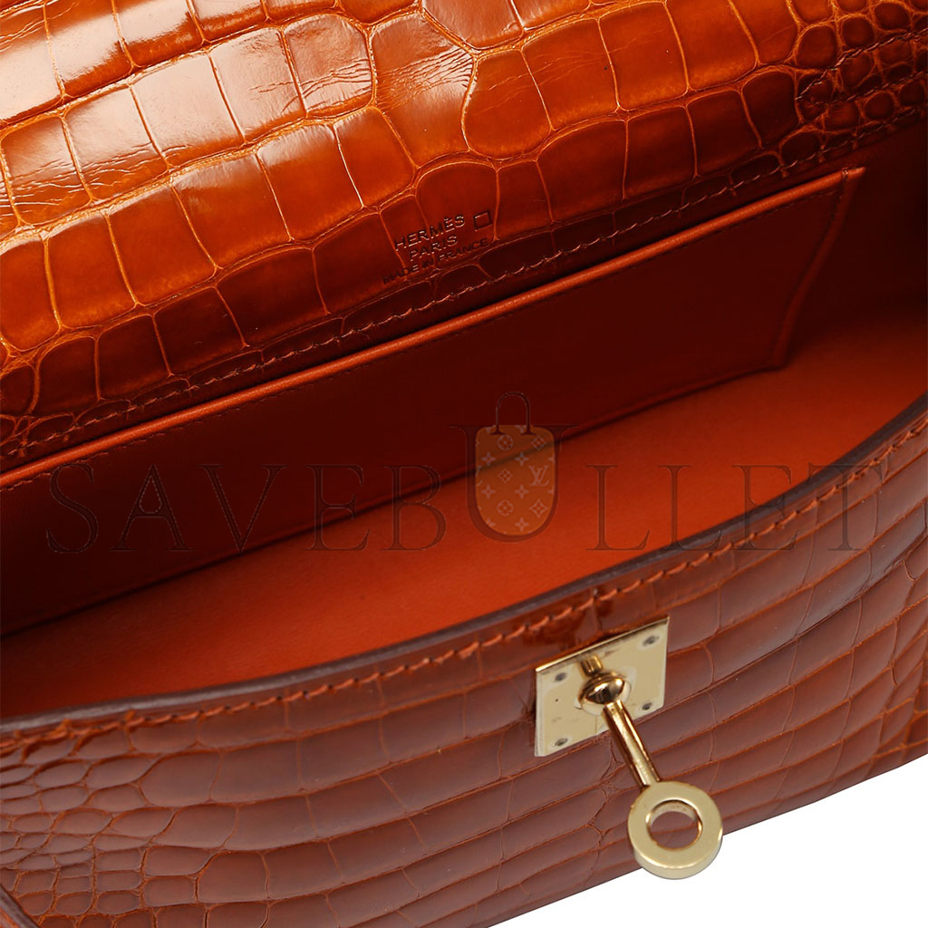 H**mes master pain dÉpice alligator kelly pochette with permabrass hardware (22*14*7cm)